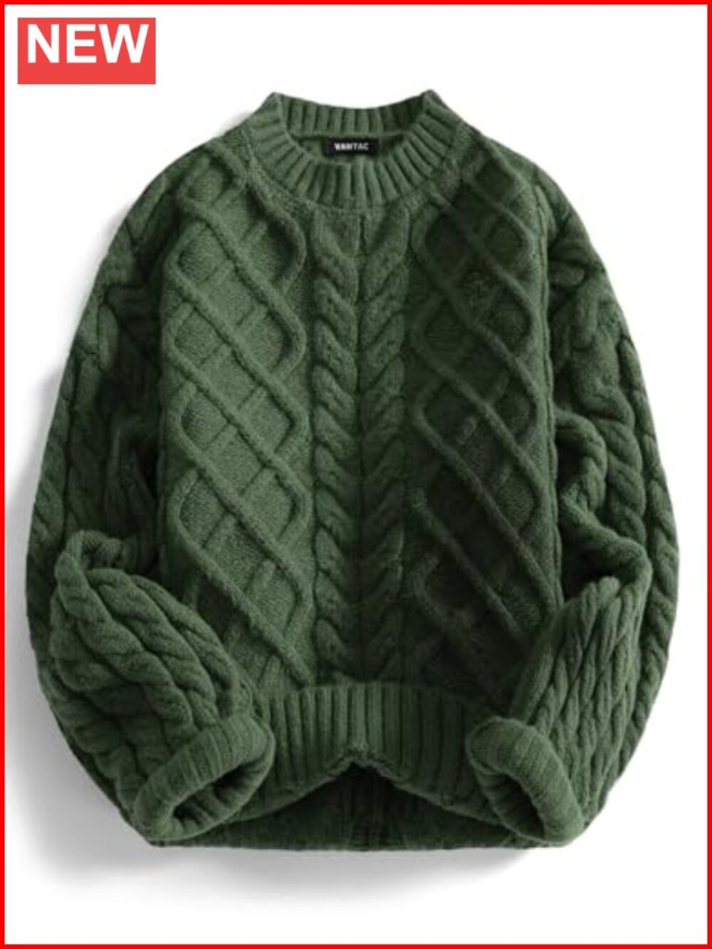Chunky Cable Knit Crewneck Sweater Vintage Oversized Pullover